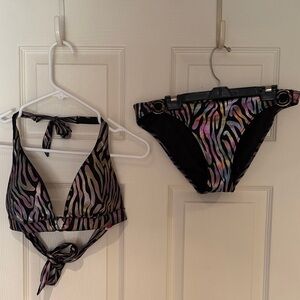 Multicolor iridescent Zebra Print Bikini Set